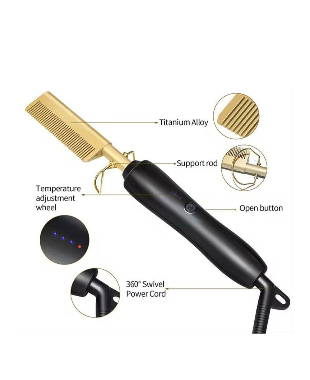 Hot Comb - Electric Straightening Hot Comb for Hair and Wigs