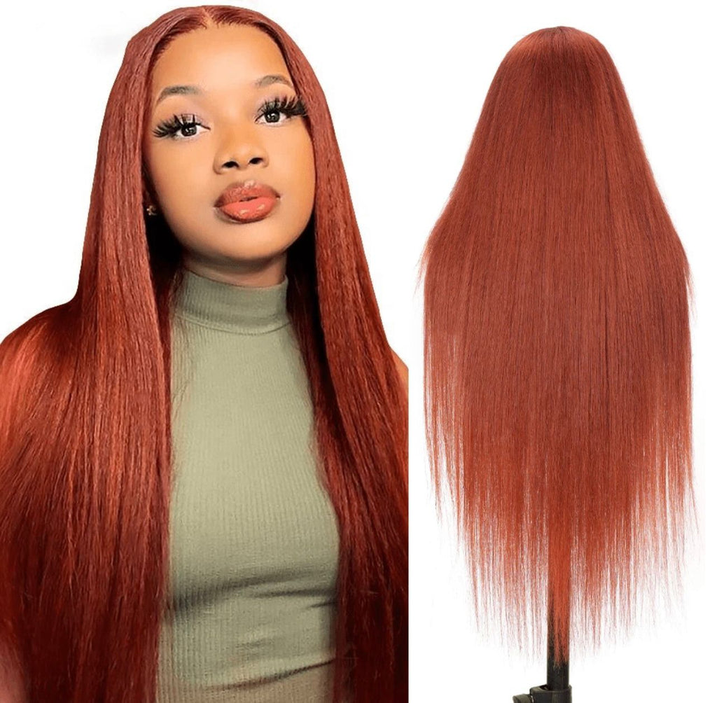 Dark Orange Long Lace Front Wig