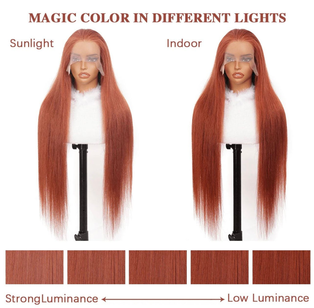 Dark Orange Long Lace Front Wig