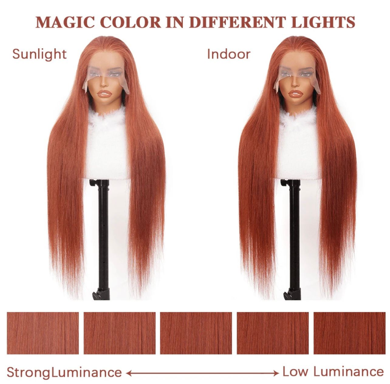 Dark Orange Long Lace Front Wig